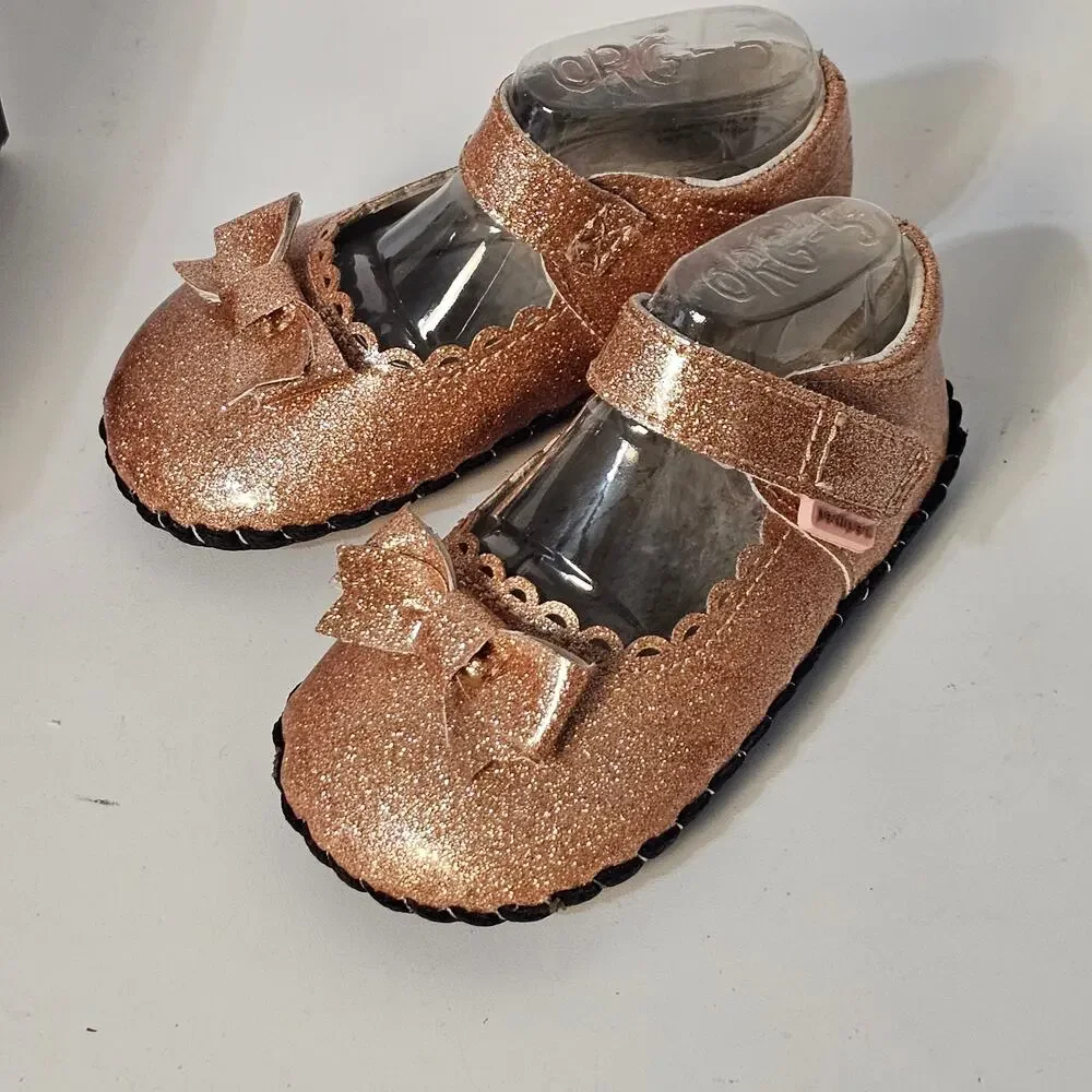 PEDIPED Betty Rose Gold Mary Jane Dress Shoe Toddler 18-24 Months Fabric Leather
